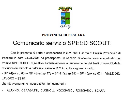 Comunicato Servizio Speed Scout